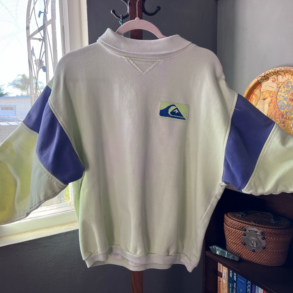 Quiksilver vintage sun faded lime green and blue Sweatshirt crew neck - Picture 3 of 3